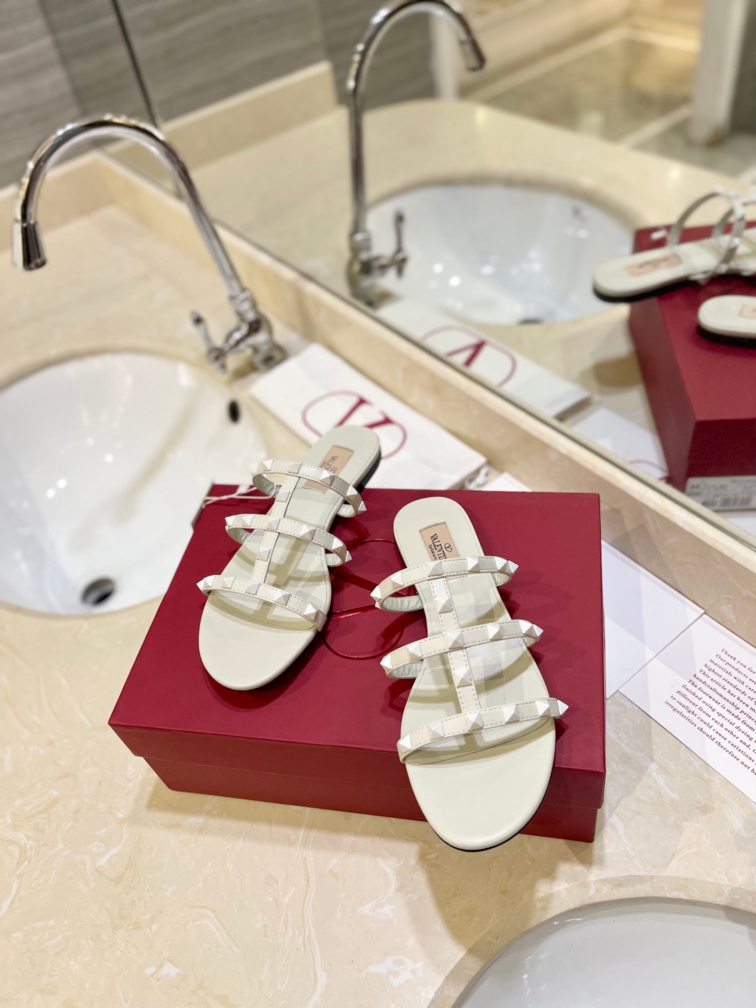 VALENTINO 26S ROCKSTUD CAGED SANDALS IN WHITE CALFSKIN