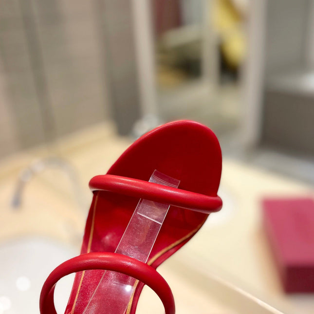 VALENTINO 26S STRAPPY HEEL SANDALS 100 MM IN RED CALFSKIN