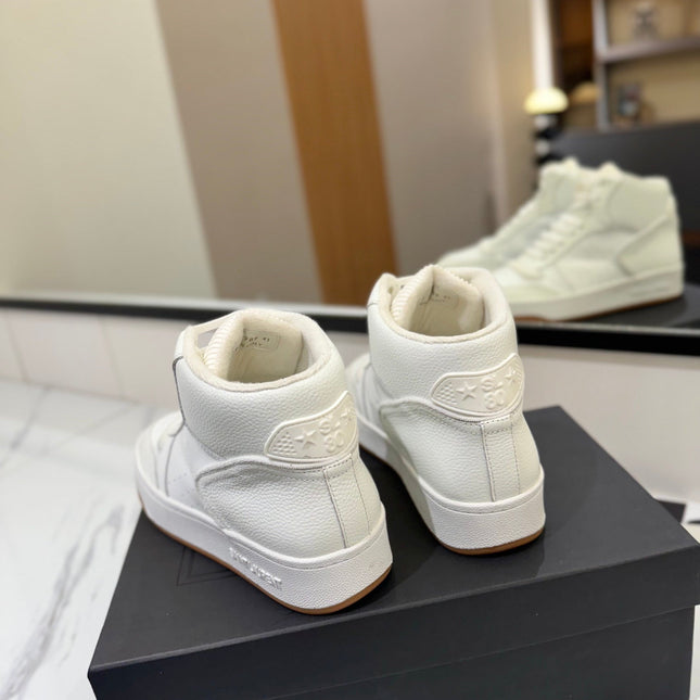 MID-TOP SNEAKERS IN WHITE PERFORATED LAMBSKIN