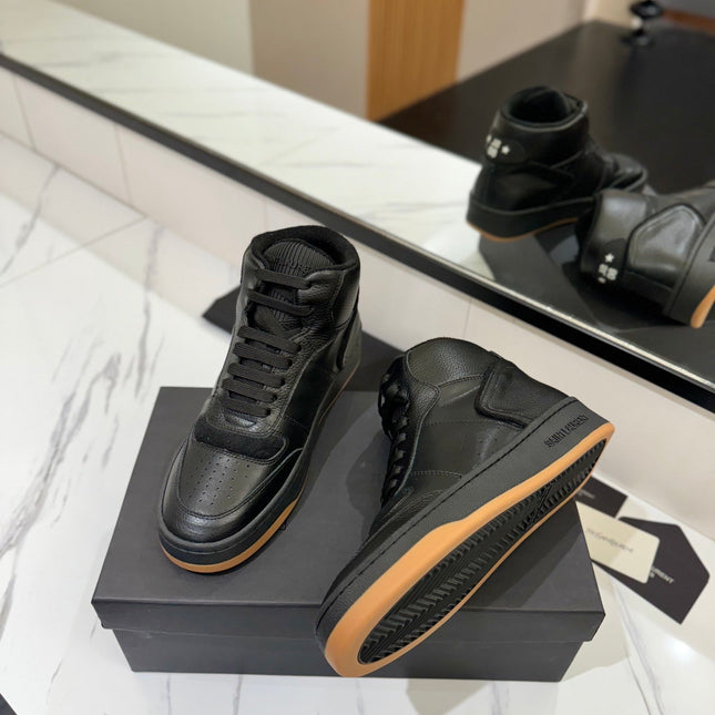 MID-TOP SNEAKERS IN BLACK PERFORATED LAMBSKIN