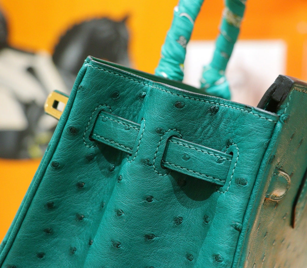 HM 25S BIRKIN 25 CM IN DARK GREEN OSTRICH WITH GOLD HARDWARE