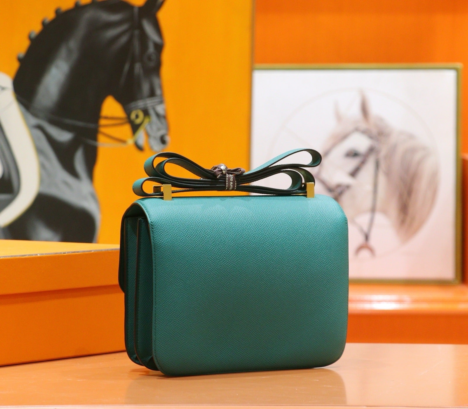 HM 25S CONSTANCE EVERCOLOR BAG 24 CM IN DARK GREEN EPSOM WITH GOLD HARDWARE