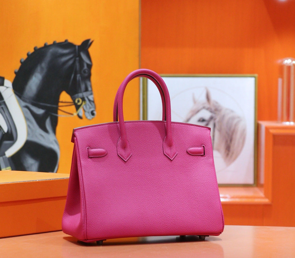 HM 25S BIRKIN BAG 30 CM IN DARK PINK TOGO WITH SILVER HARDWARE