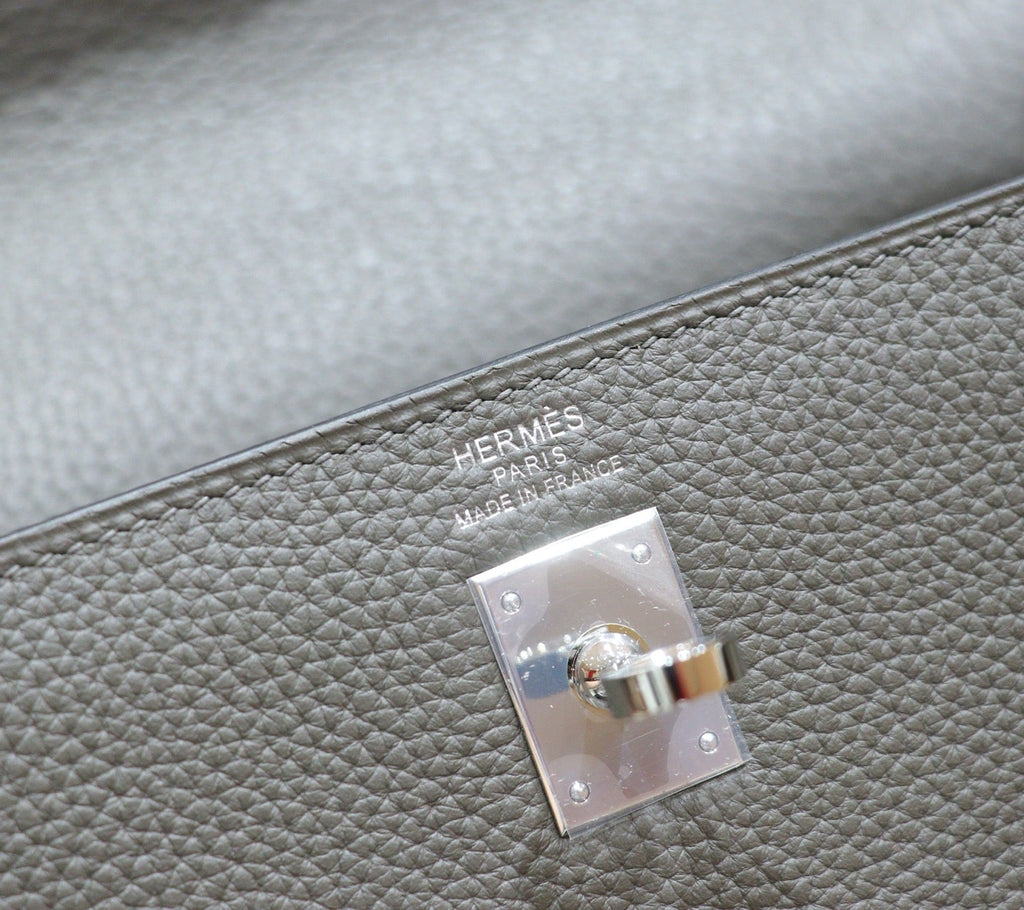 HM 25S KELLY BAG 25 CM IN GREY TOGO WITH SILVER HARDWARE