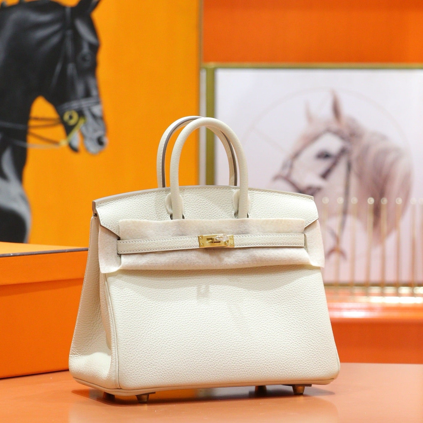 HM 25S BIRKIN BAG 25 CM IN WHITE TOGO WITH GOLD HARDWARE