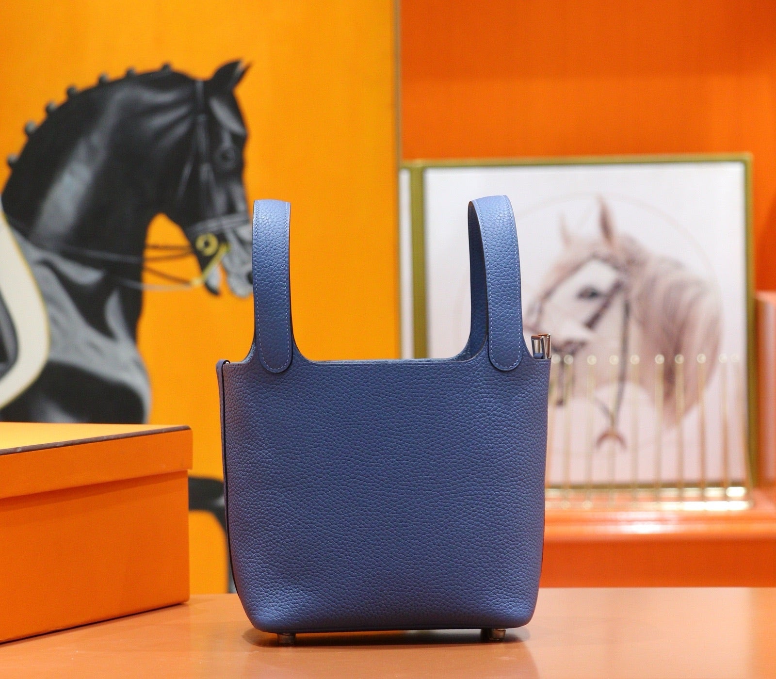 HM 25S PICOTIN BAG 18 CM IN CORNFLOWER BLUE TOGO WITH SILVER HARDWARE