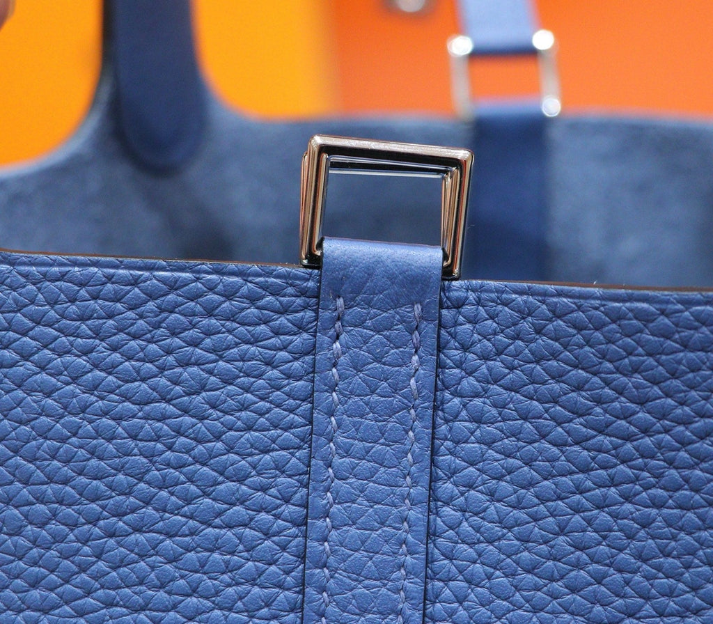 HM 25S PICOTIN BAG 18 CM IN CORNFLOWER BLUE TOGO WITH SILVER HARDWARE