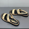 Dad sandals cream yellow calf leather
