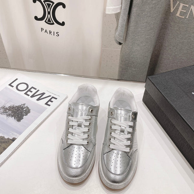 SL SL/61 SNEAKERS SILVER PERFORATED CALFSKIN