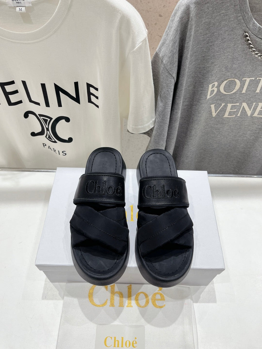 MILA PLATFORM 5 CM IN BLACK NYLON WITH EMBROIDERED LOGO