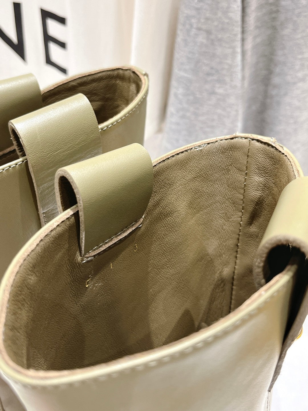 FENDI 25S ANKLE BOOTS IN MOSS GREEN COWHIDE