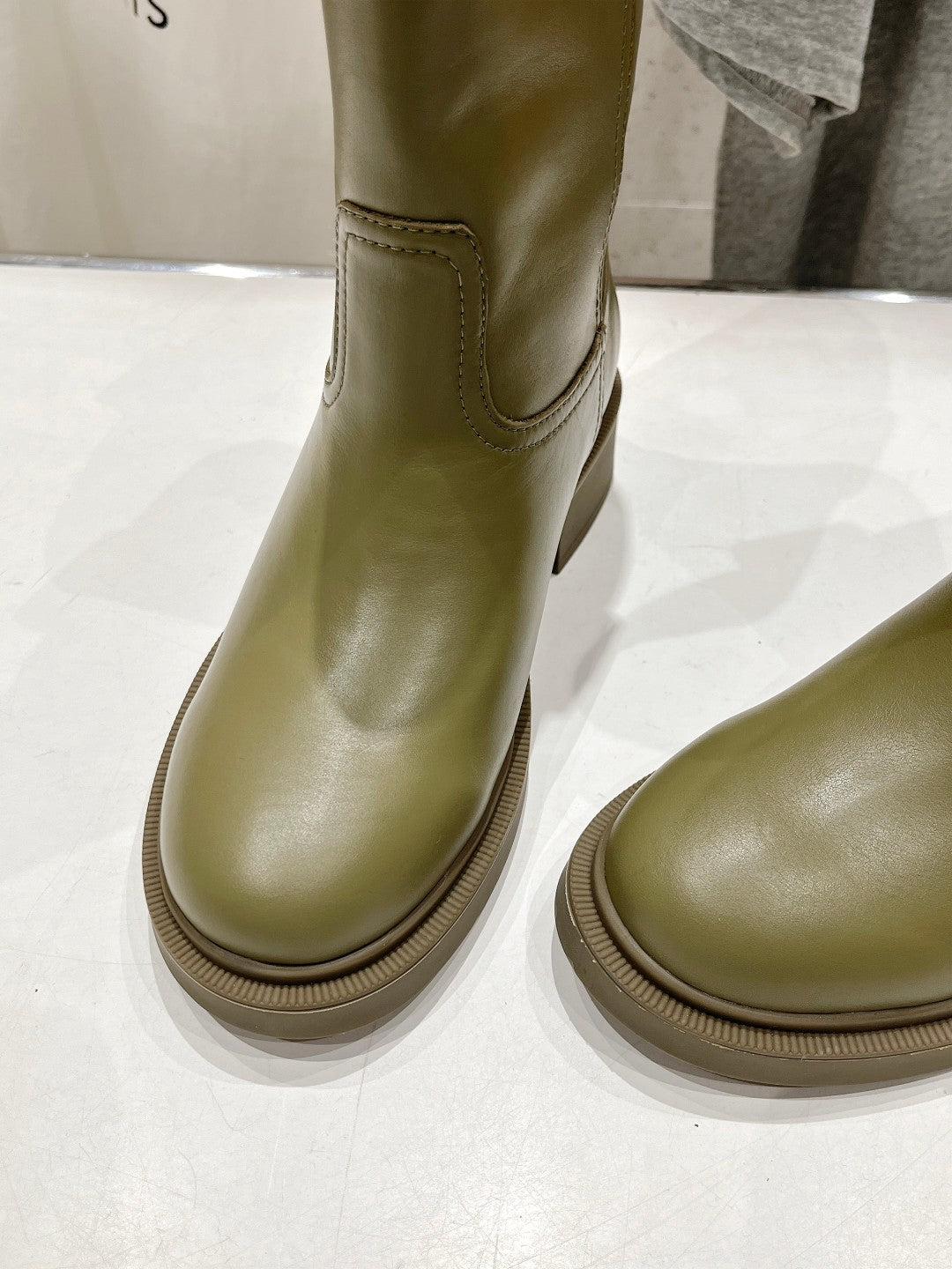 FENDI 25S ANKLE BOOTS IN MOSS GREEN COWHIDE