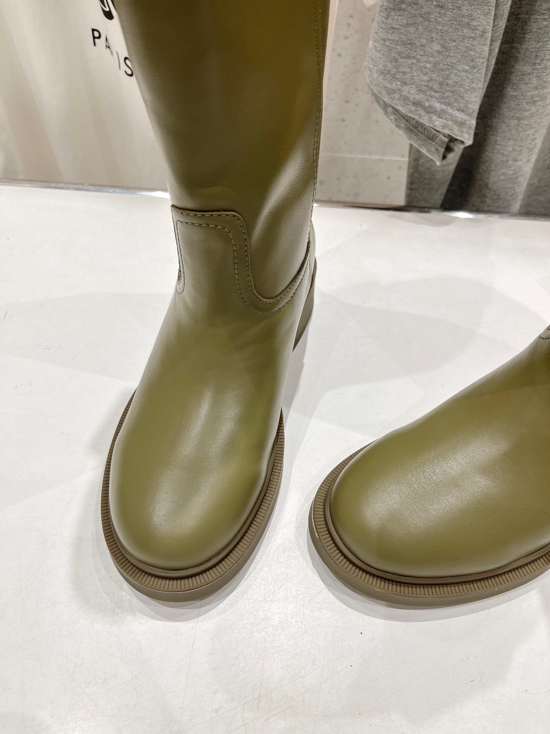 FENDI 25S HIGH BOOTS IN MOSS GREEN COWHIDE