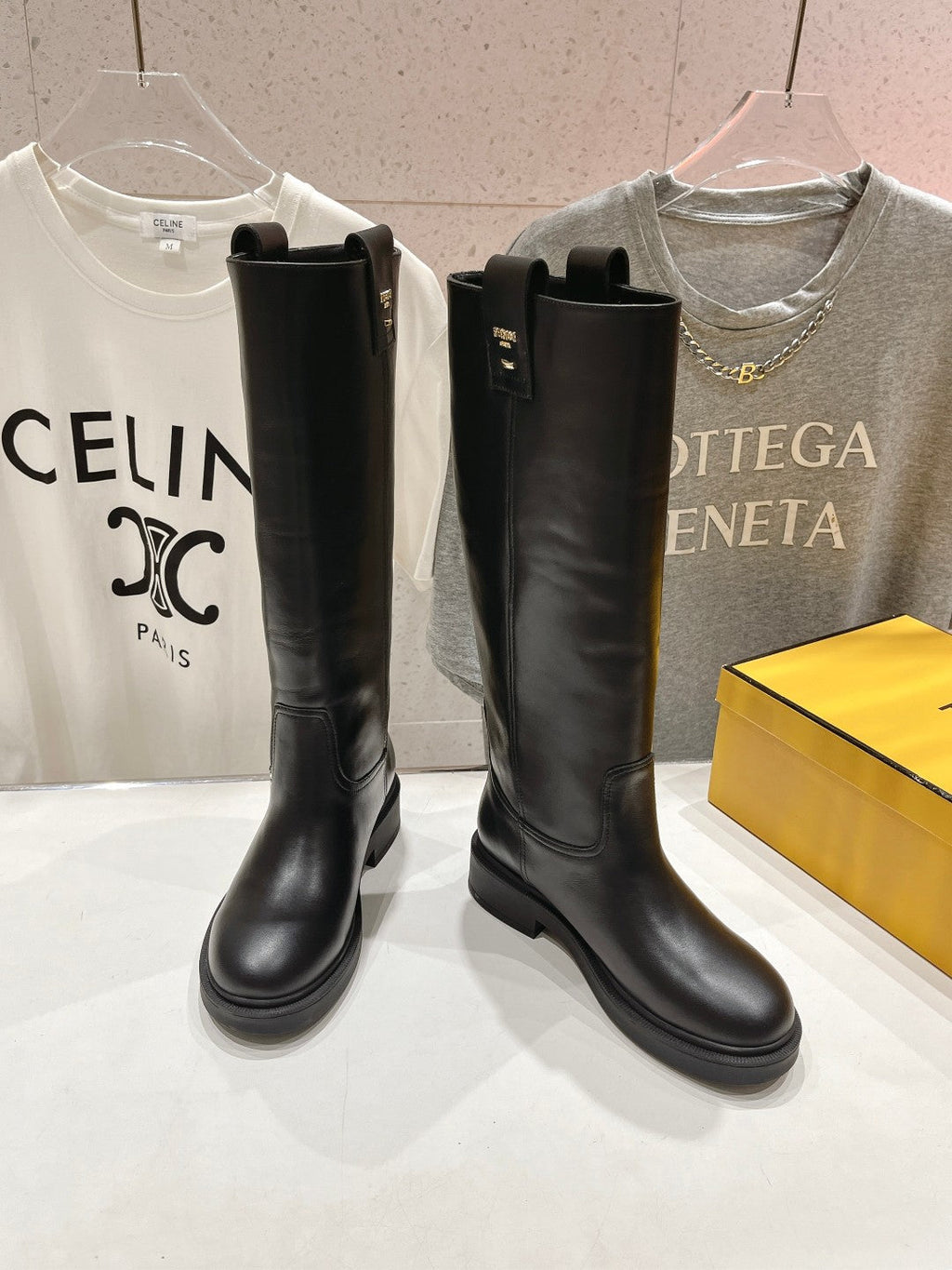 FENDI 25S HIGH BOOTS IN BLACK COWHIDE