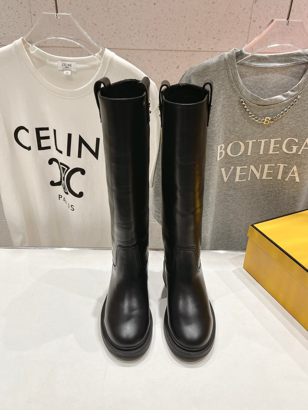 FENDI 25S HIGH BOOTS IN BLACK COWHIDE