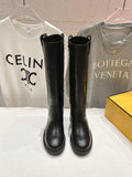 FENDI 25S HIGH BOOTS IN BLACK COWHIDE