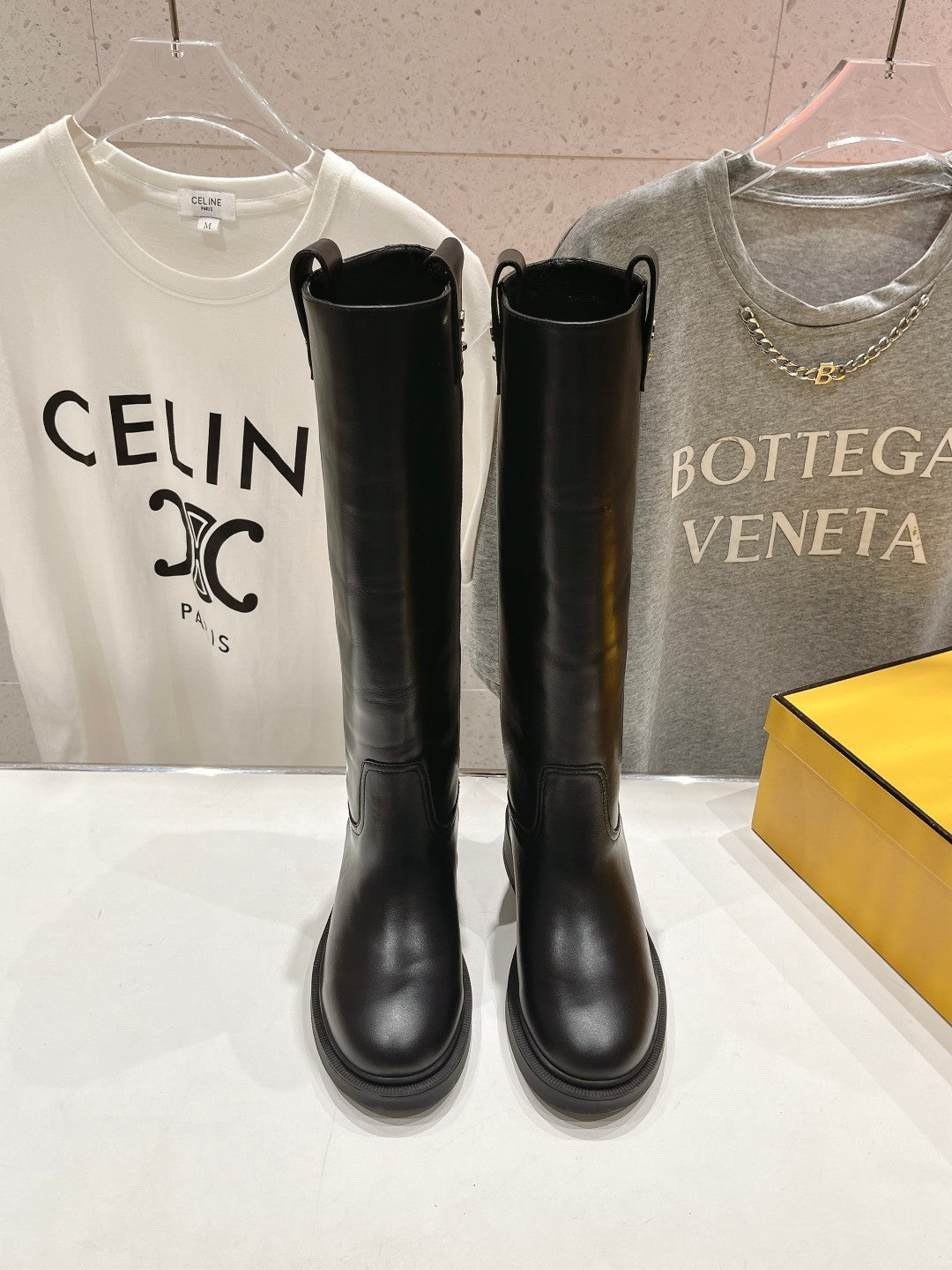 FENDI 25S HIGH BOOTS IN BLACK COWHIDE