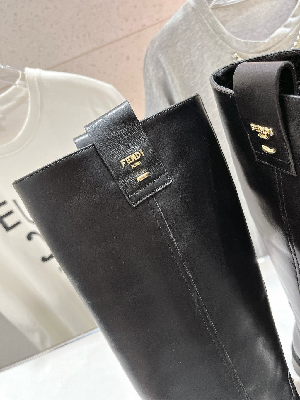 FENDI 25S HIGH BOOTS IN BLACK COWHIDE
