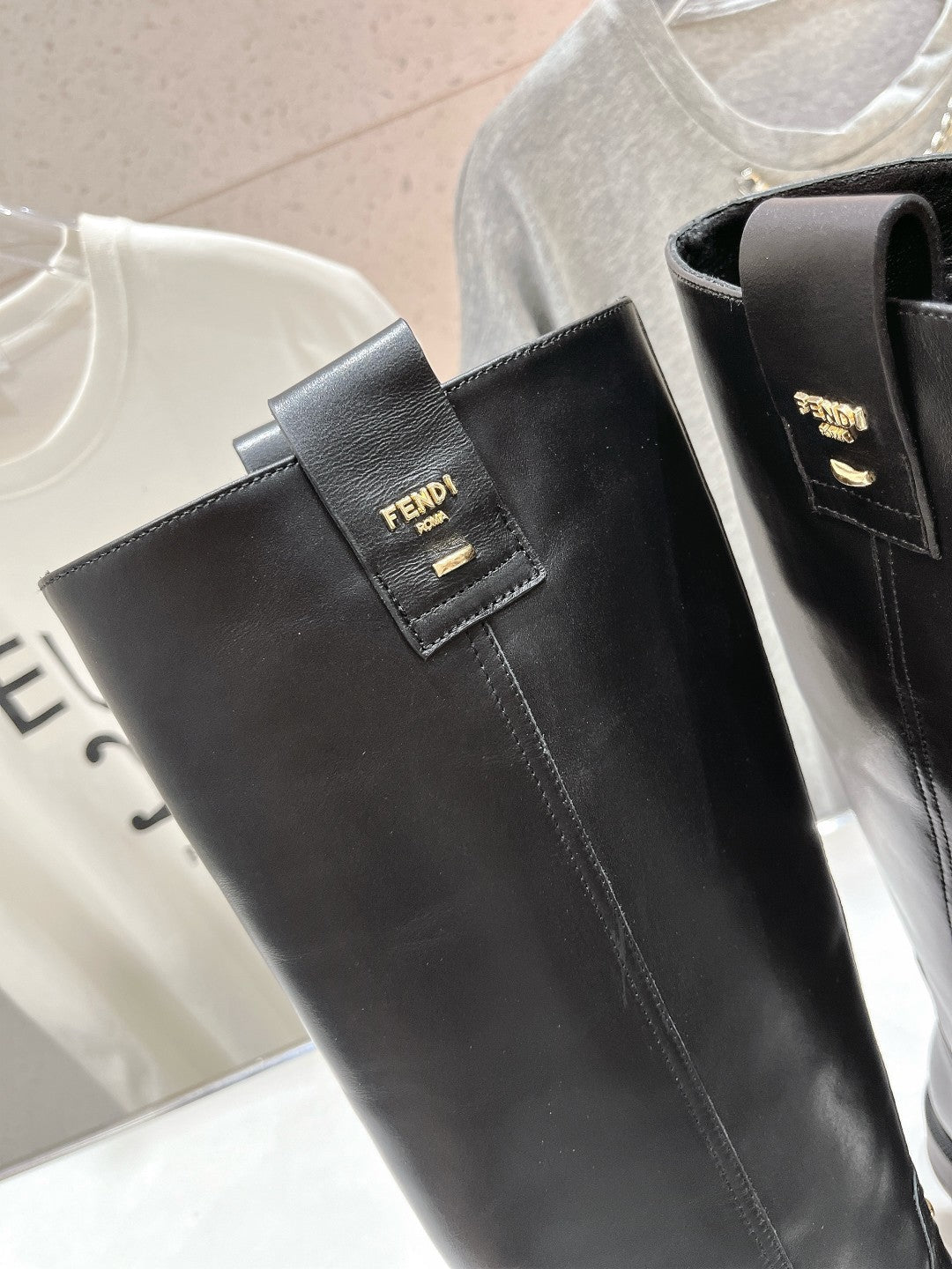 FENDI 25S HIGH BOOTS IN BLACK COWHIDE