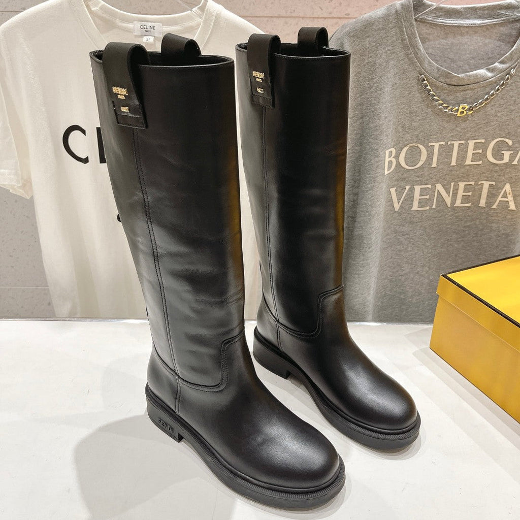 FENDI 25S HIGH BOOTS IN BLACK COWHIDE