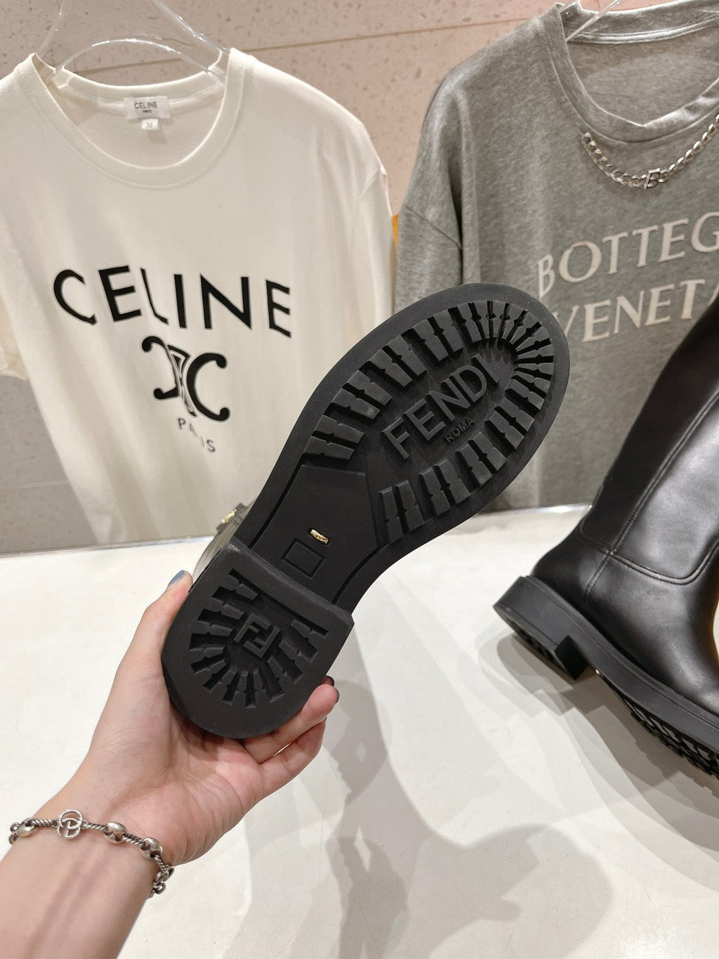 FENDI 25S HIGH BOOTS IN BLACK COWHIDE