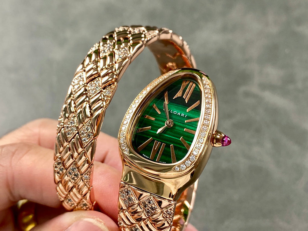 SERPENTI TUBOGAS QUARTZ ROSE GOLD GREEN DIAL