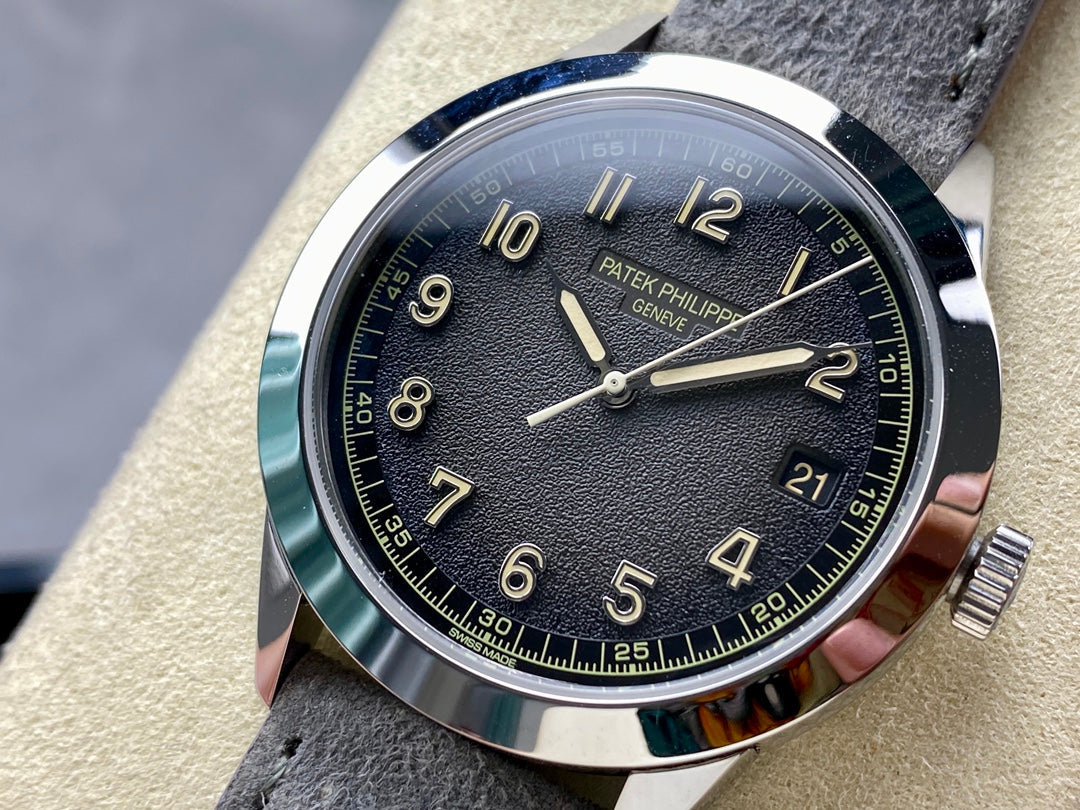 CALATRAVA WHITE GOLD CASE GRAY SUEDE STRAP