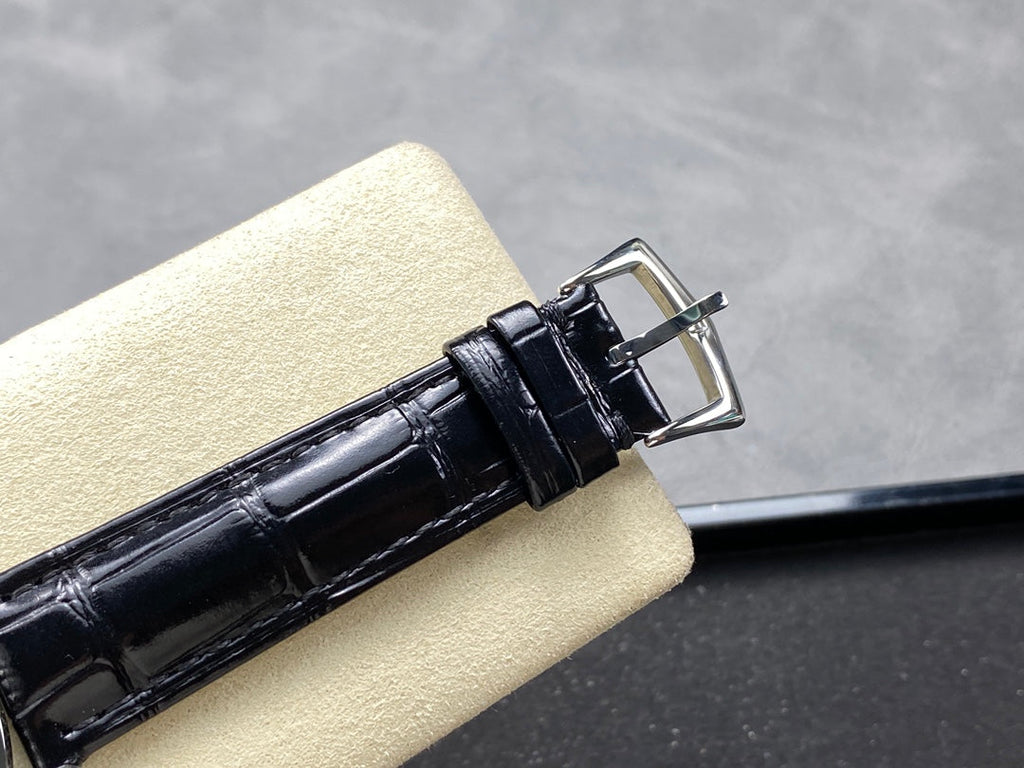 CALATRAVA WHITE GOLD CASE BLACK ALLIGATOR LEATHER STRAP