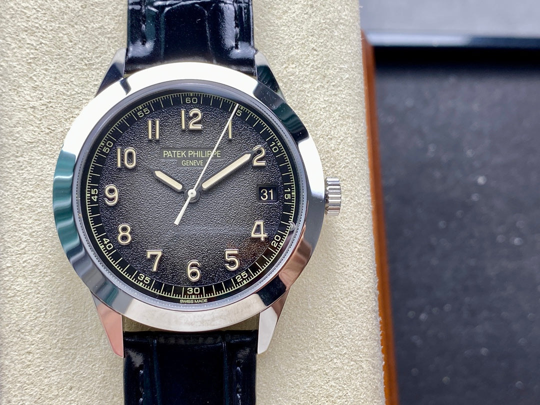CALATRAVA WHITE GOLD CASE BLACK ALLIGATOR LEATHER STRAP