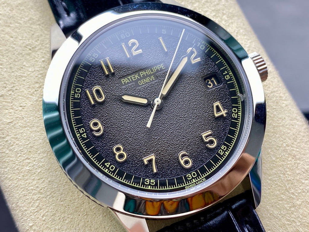 CALATRAVA WHITE GOLD CASE BLACK ALLIGATOR LEATHER STRAP