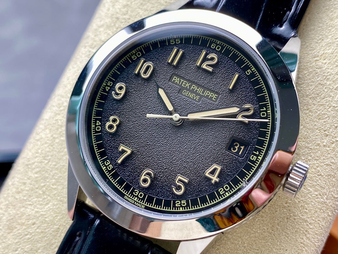CALATRAVA WHITE GOLD CASE BLACK ALLIGATOR LEATHER STRAP
