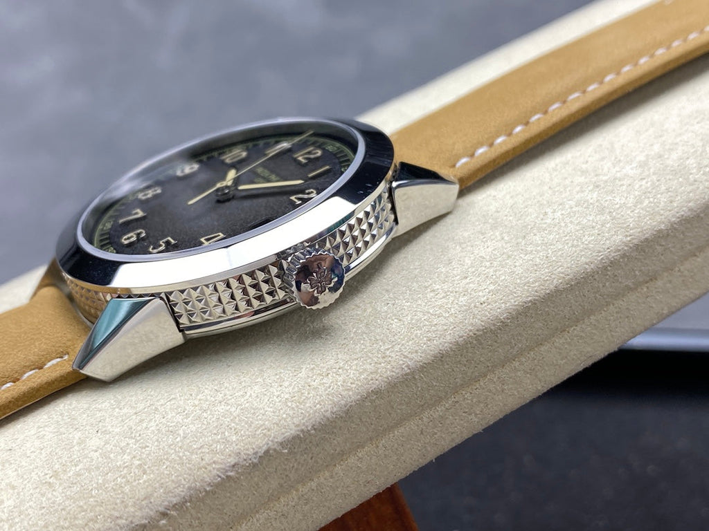 CALATRAVA WHITE GOLD CASE TERMITE BEIGE SUEDE STRAP
