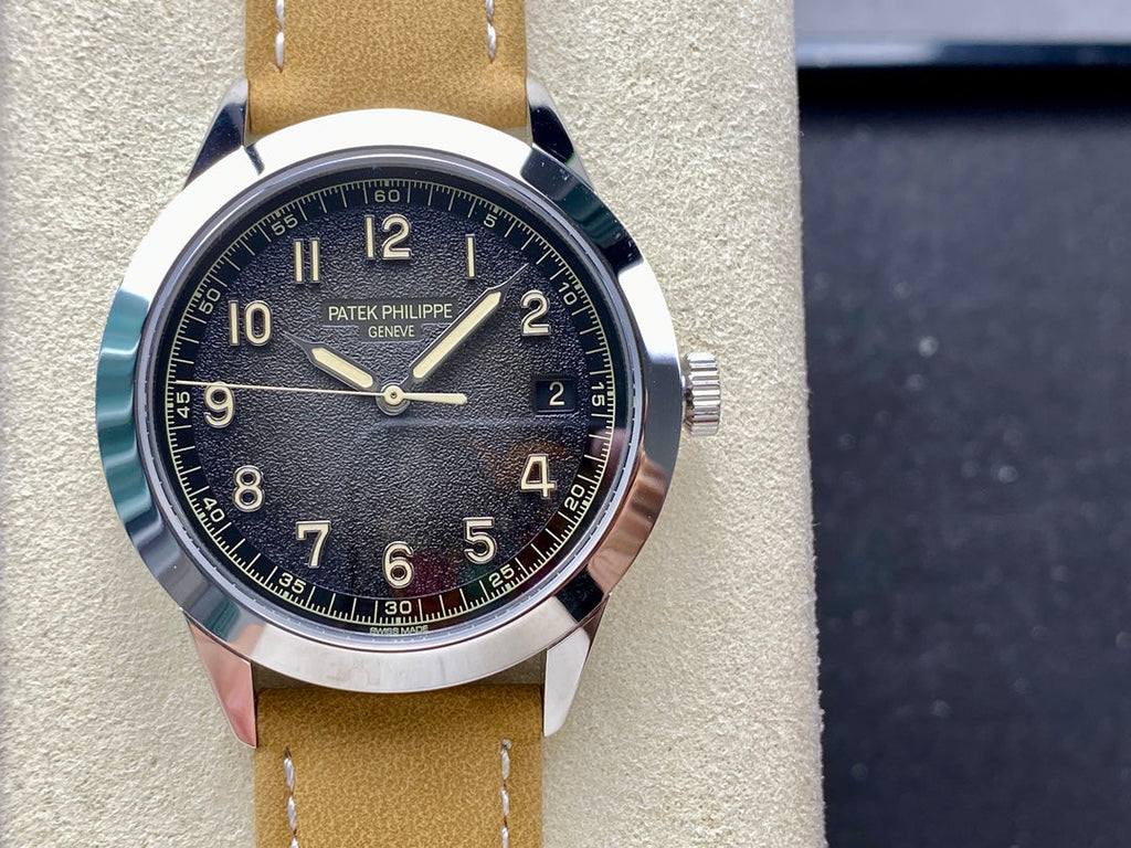 CALATRAVA WHITE GOLD CASE TERMITE BEIGE SUEDE STRAP
