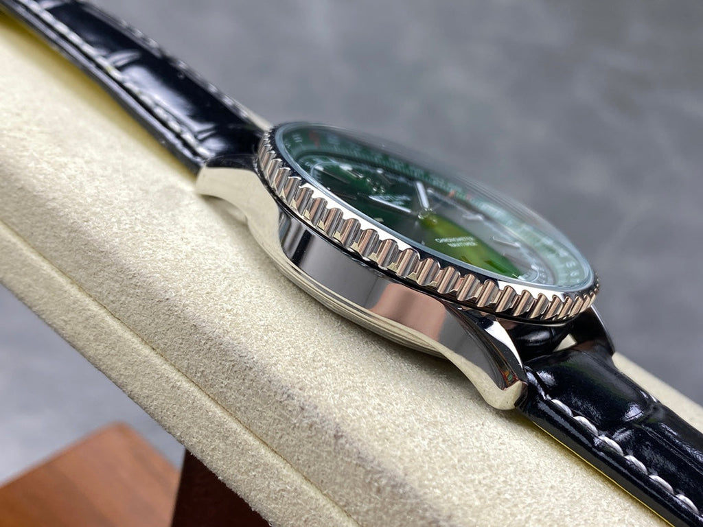 NAVITIMER AUTOMATIC 41 STEEL CASE GREEN DIAL BLACK ALLIGATOR LEATHER STRAP