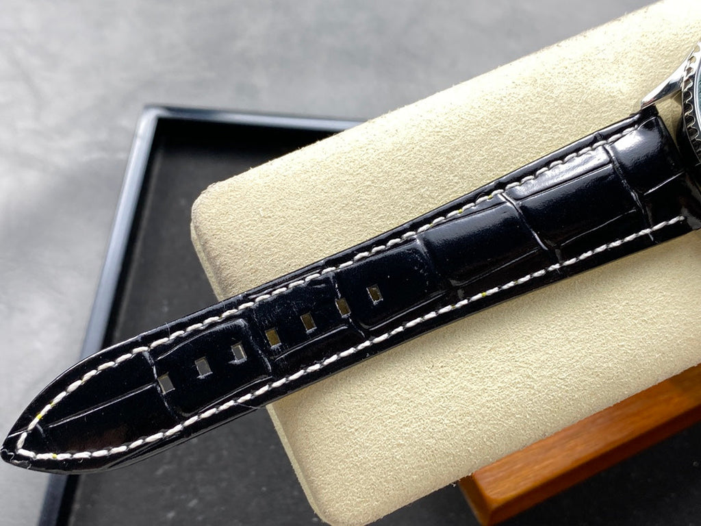 NAVITIMER AUTOMATIC 41 STEEL CASE GREEN DIAL BLACK ALLIGATOR LEATHER STRAP