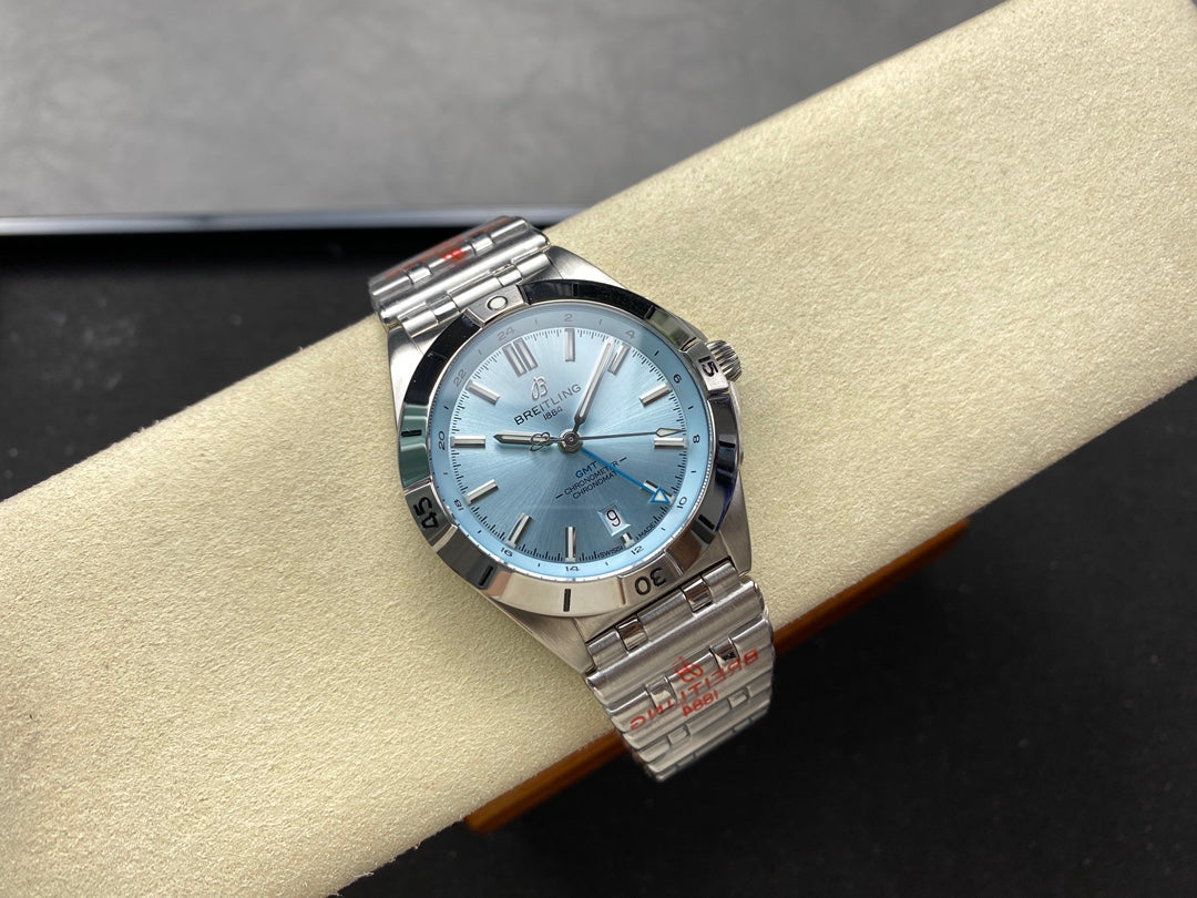 CHRONOMAT AUTOMATIC GMT 40 ALL STEEL ZIGGURAT BLUE DIAL