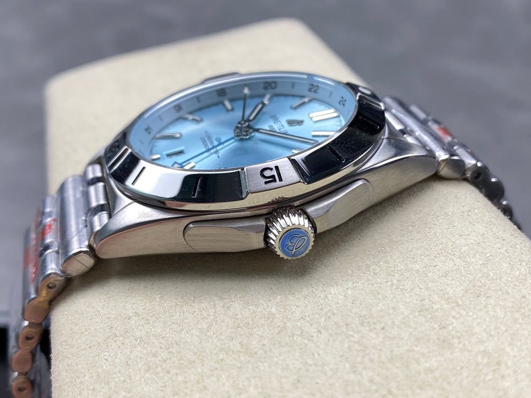 CHRONOMAT AUTOMATIC GMT 40 ALL STEEL ZIGGURAT BLUE DIAL