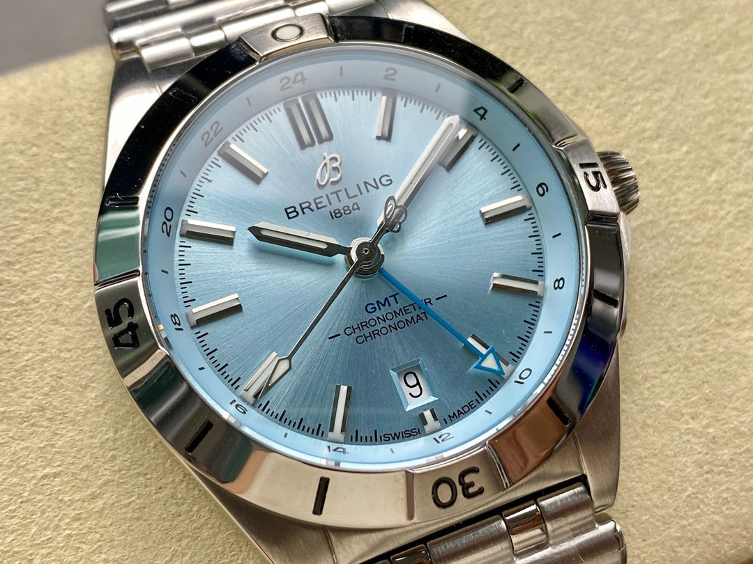 CHRONOMAT AUTOMATIC GMT 40 ALL STEEL ZIGGURAT BLUE DIAL