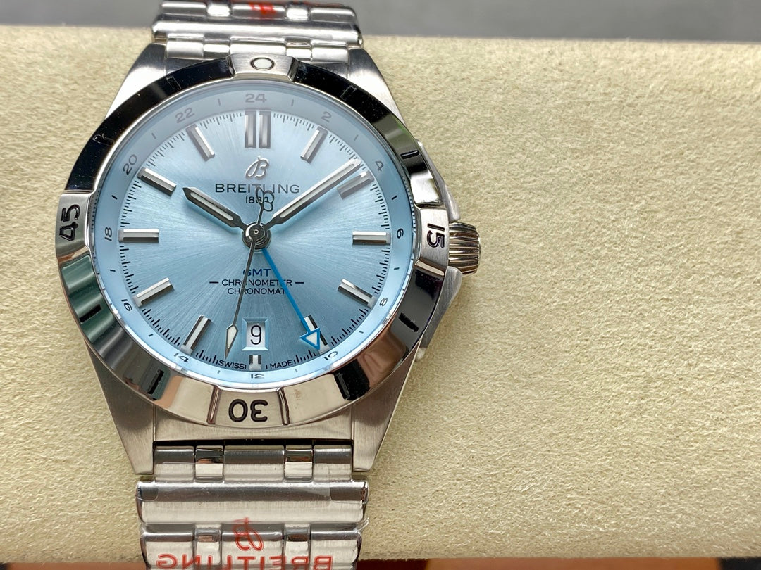 CHRONOMAT AUTOMATIC GMT 40 ALL STEEL ZIGGURAT BLUE DIAL