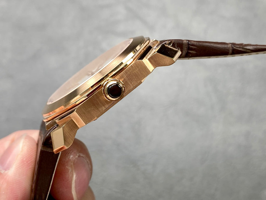 OCTO 41 ROSE GOLD CASE BROWN CROCODILE LEATHER STRAP