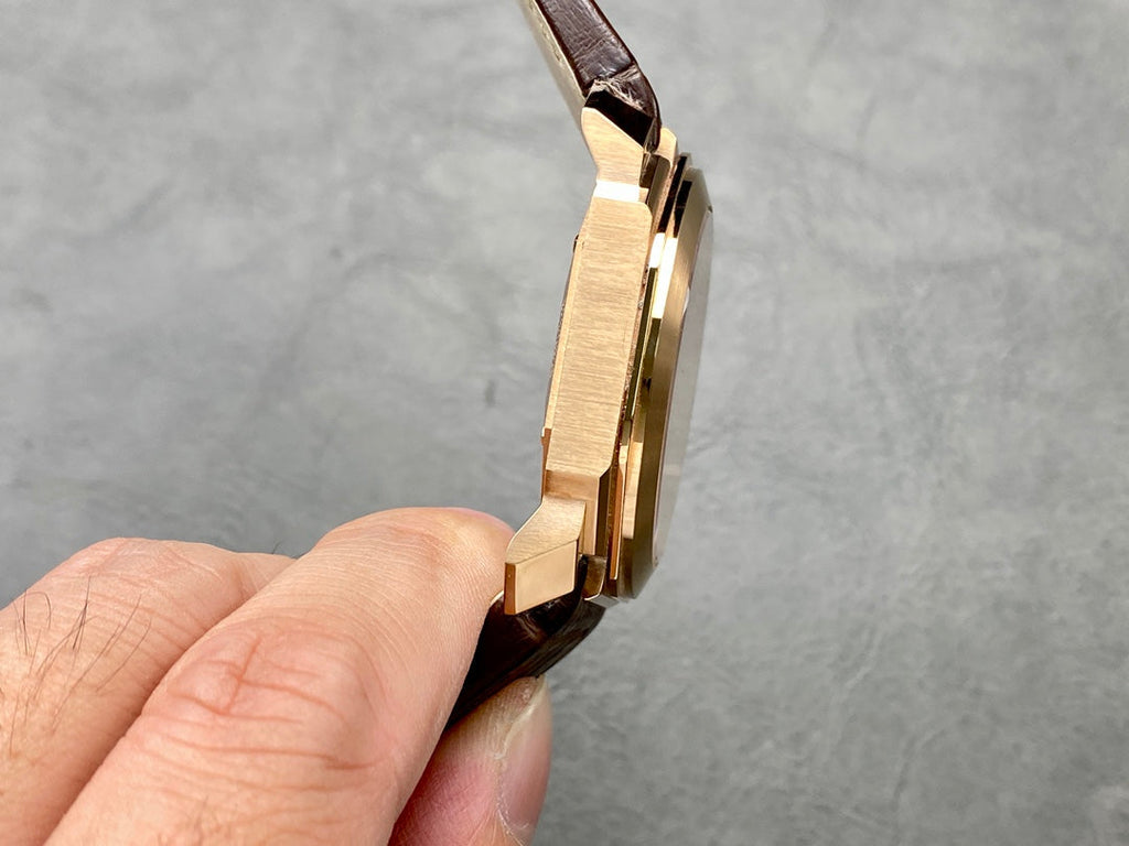 OCTO 41 ROSE GOLD CASE BROWN CROCODILE LEATHER STRAP