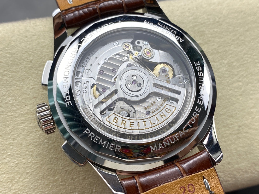 PREMIER B01 CHRONOGRAPH 42 STEEL CASE BROWN ALLIGATOR LEATHER STRAP