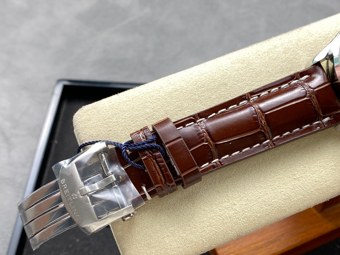 PREMIER B01 CHRONOGRAPH 42 STEEL CASE BROWN ALLIGATOR LEATHER STRAP