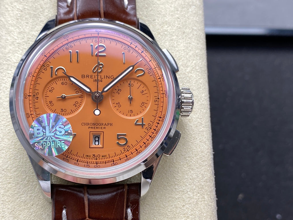 PREMIER B01 CHRONOGRAPH 42 STEEL CASE BROWN ALLIGATOR LEATHER STRAP