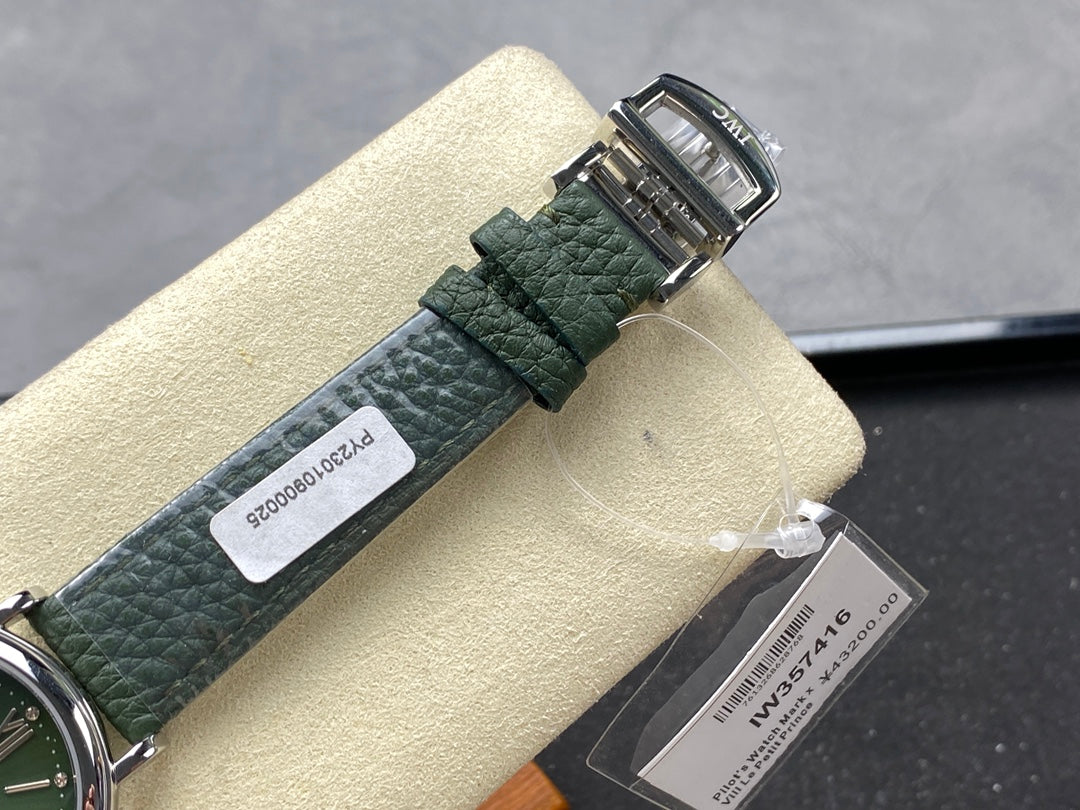 PORTOFINO AUTOMATIC 34 WATCH SILVER CASE WITH JUNGLE GREEN LEATHER STRAP AND DIAL