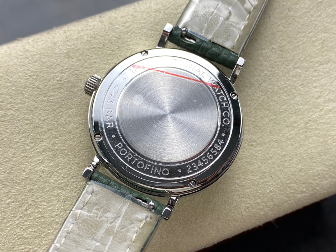 PORTOFINO AUTOMATIC 34 WATCH SILVER CASE WITH JUNGLE GREEN LEATHER STRAP AND DIAL