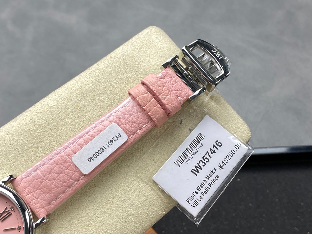 PORTOFINO AUTOMATIC 34 WATCH SILVER CASE WITH LIGHT PINK LEATHER STRAP AND DIAL