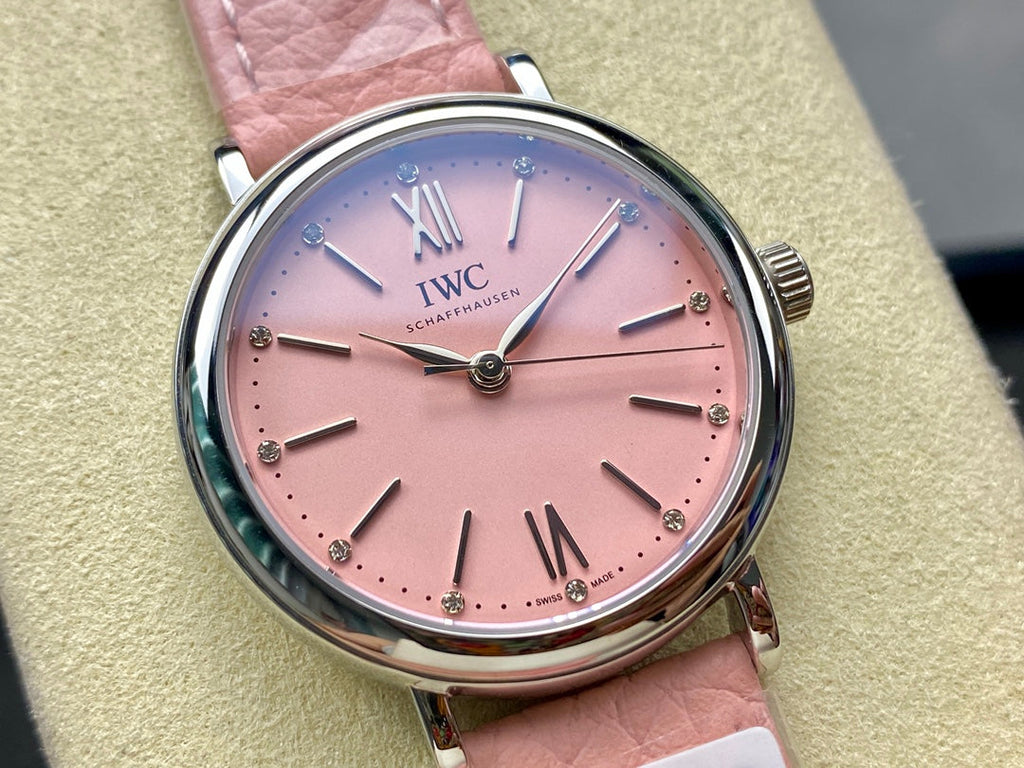 PORTOFINO AUTOMATIC 34 WATCH SILVER CASE WITH LIGHT PINK LEATHER STRAP AND DIAL