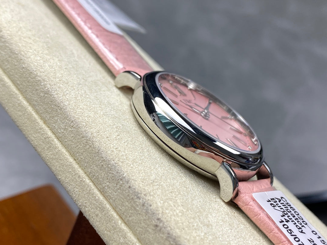 PORTOFINO AUTOMATIC 34 WATCH SILVER CASE WITH LIGHT PINK LEATHER STRAP AND DIAL