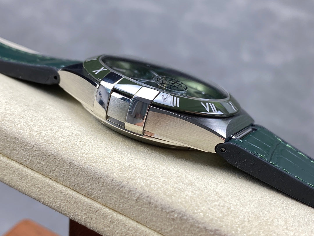 CONSTELLATION 41 MM SILVER CASE WITH GREEN FOREST DIAL AND LEATHER STRAP